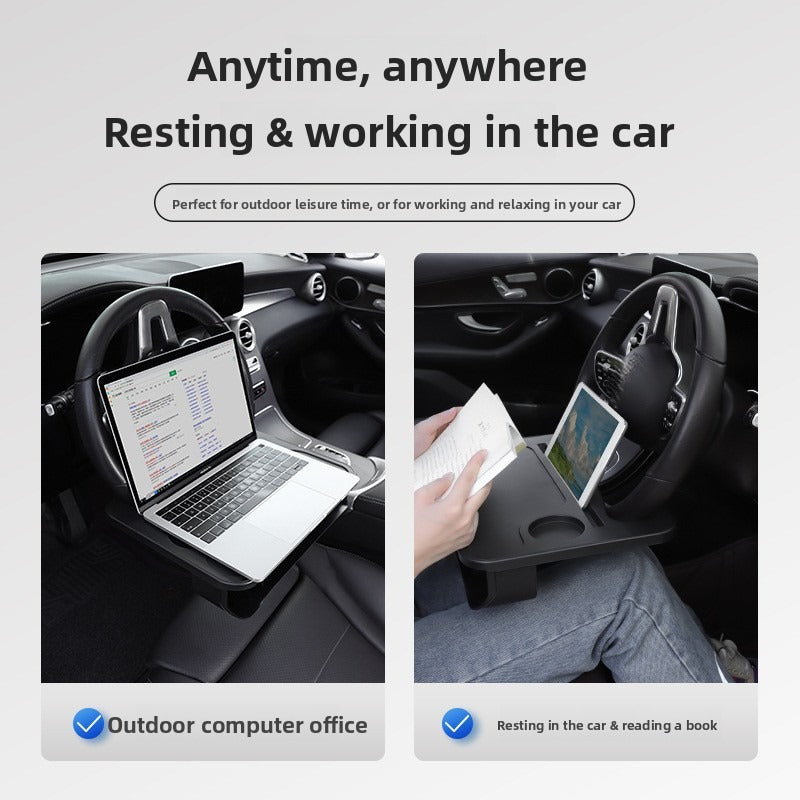 Car Steering Wheel Desk Table | Multi-Function In-Car Food Tray & Laptop Stand