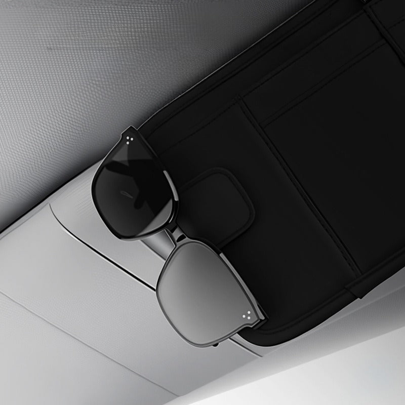 Leather Car Sun Visor Organizer | Sunglasses & Card Holder